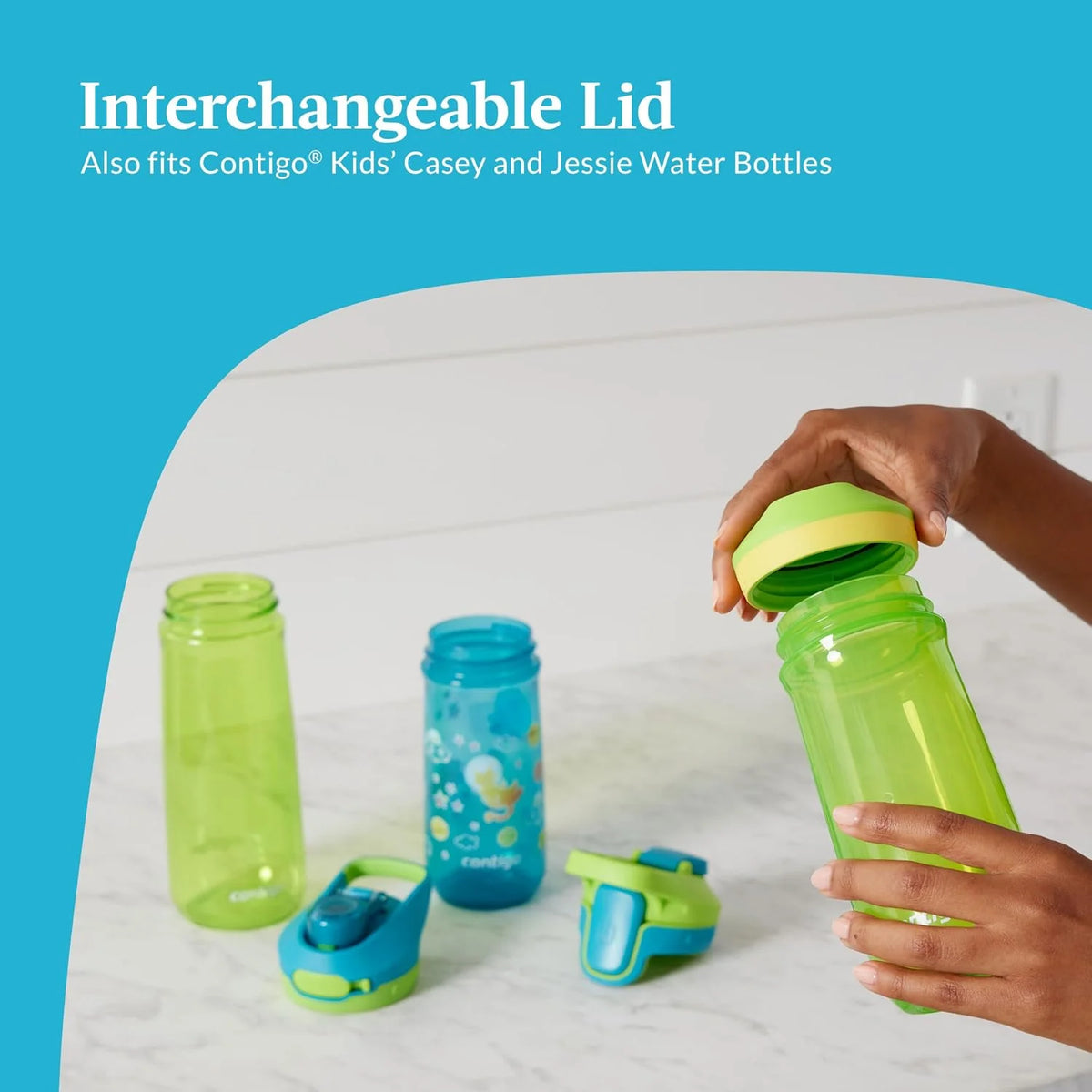 Contigo Kids’ Micah Water Bottle with Leak-Proof Lid, 20oz, Lime/Pineapple