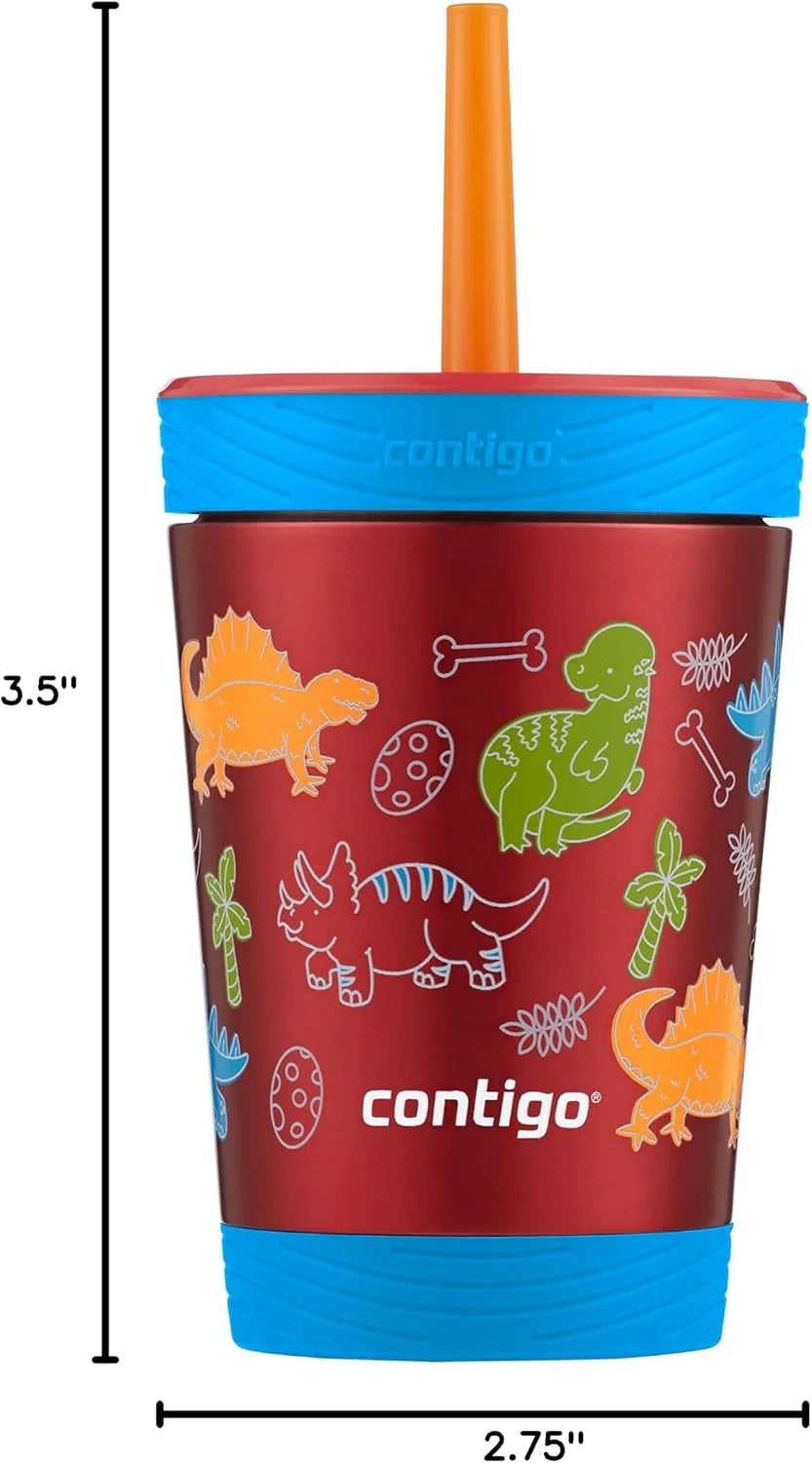 Contigo Kids Spill-Proof Tumbler with Straw & Leak-Proof Lid, 12oz Vacuum-Insulated Stainless Steel Water Bottle for Kids, Dishwasher Safe & Fits Most Cup Holders, Tumbler for School, Home, Travel