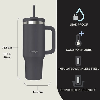 Contigo Streeterville 40oz Tumbler, Stainless Steel Vacuum Insulated, Leak-Proof, Cold for 29 Hours, Salt