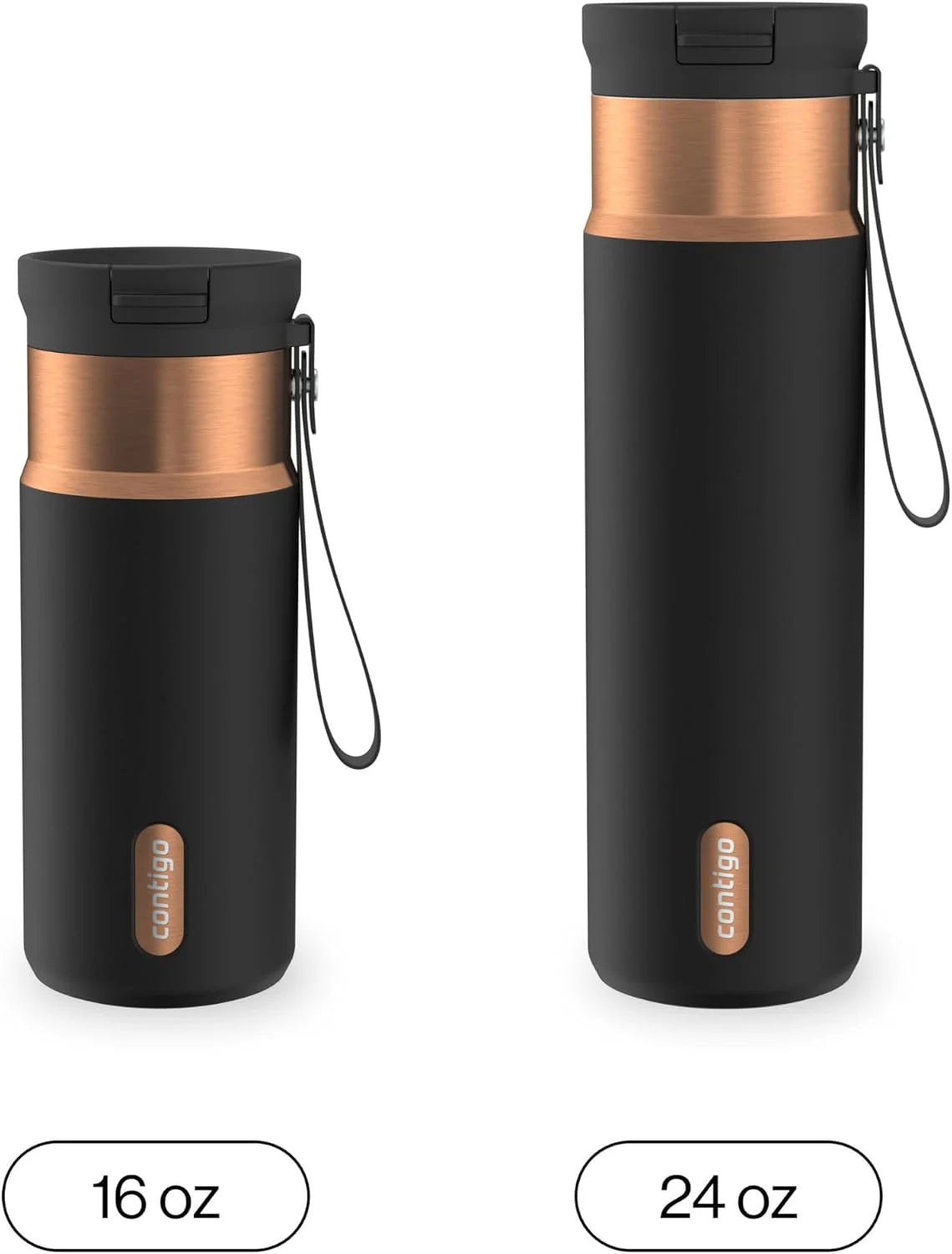 Contigo SnapSeal 24 oz Stainless Steel Vacuum-Insulated Water Bottle with Leakproof AutoClose Lid, Carry Strap & Reusable Straw, BPA-Free & Lead-Free, Dishwasher Safe