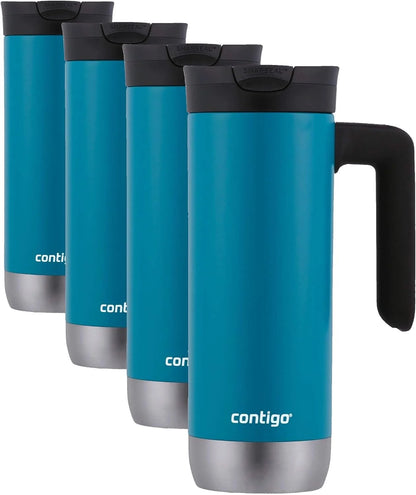 Contigo Superior 2.0 Stainless Steel Travel Mug with Handle Leak-Proof Lid Double-Wall Insulation for Hot & Cold Beverages, 20oz ,Dark Ice, Ideal for Commuting and Travel