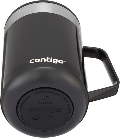 Contigo Streeterville Desk Mug, Insulated Coffee Mug with Stainless Steel Handle, Coffee to go Mug with lid, Keeps Coffee and Tea Warm for up to 5 Hours, Ideal for Office & Home, 410 ml