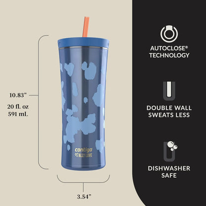 Contigo x Ally Love Shake & Go Tumbler, Autoclose Lid, Leak Proof, 20oz, Licorice