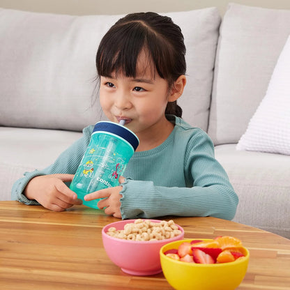 Contigo Kids’ Leighton Straw Tumbler with Spill-Proof Leak-Proof Lid 14oz Juniper/Blue Forest