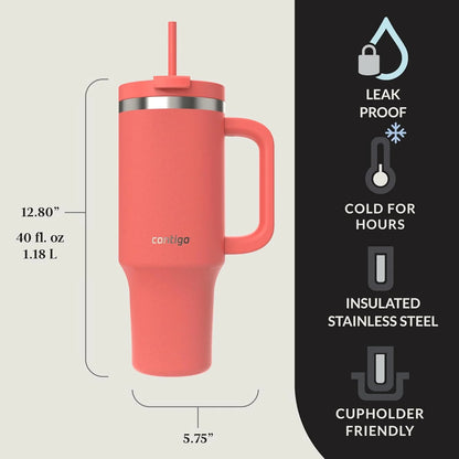 Contigo Streeterville 40oz Tumbler, Stainless Steel Vacuum Insulated, Leak-Proof, Cold for 29 Hours, Salt