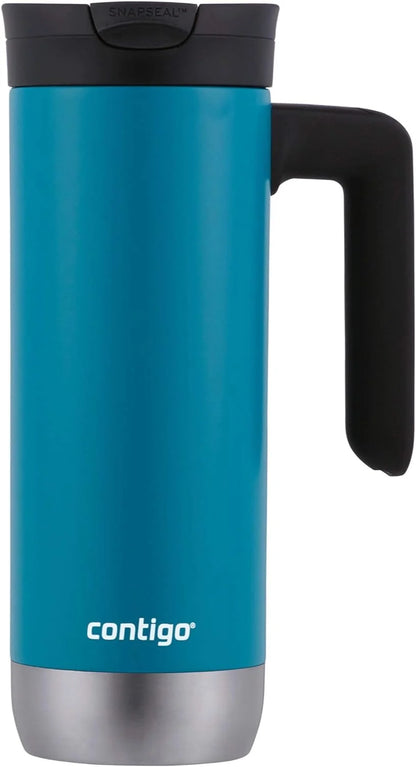 Contigo Superior 2.0 Stainless Steel Travel Mug with Handle Leak-Proof Lid Double-Wall Insulation for Hot & Cold Beverages, 20oz ,Dark Ice, Ideal for Commuting and Travel