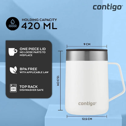 Contigo Stainless Steel Insulated Coffee Mug with Handle, Keeps Drinks Hot for Up to 5 Hours, 410 ml