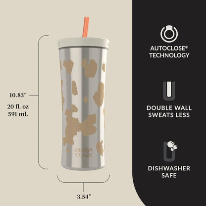Contigo x Ally Love Shake & Go Tumbler, Autoclose Lid, Leak Proof, 20oz, Licorice