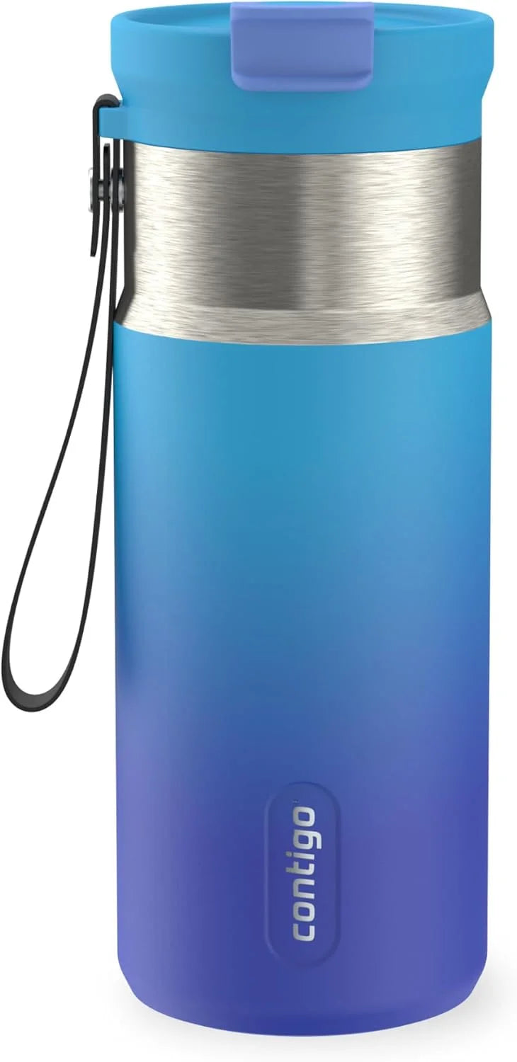 Contigo DualSip 16 oz Compact Stainless Steel Vacuum-Insulated Water Bottle with 2-in-1 Leakproof Lid (Straw or Spout), BPA-Free & Lead-Free, Dishwasher Safe