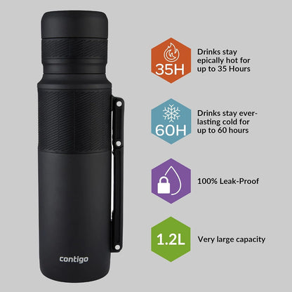 Contigo Thermal Bottle Thermalock, Vacuum Insulated Travel Flask, Thermos Flask for Hot Drinks, up to 35h hot & 60h Cold, Leakproof Coffee Tea Bottle, Stainless Steel Travel Mug