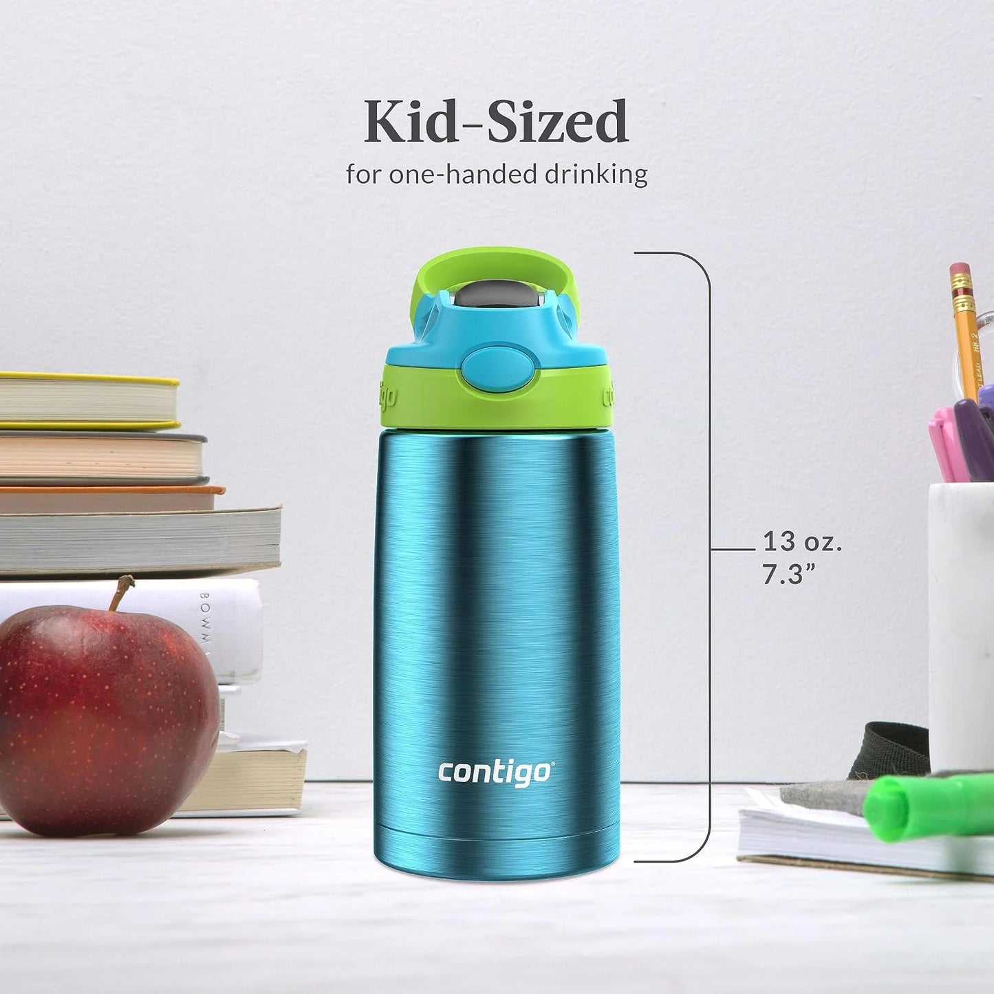 Contigo AUTOSPOUT Water Bottle, 13 oz, Coral Blue/Poppy
