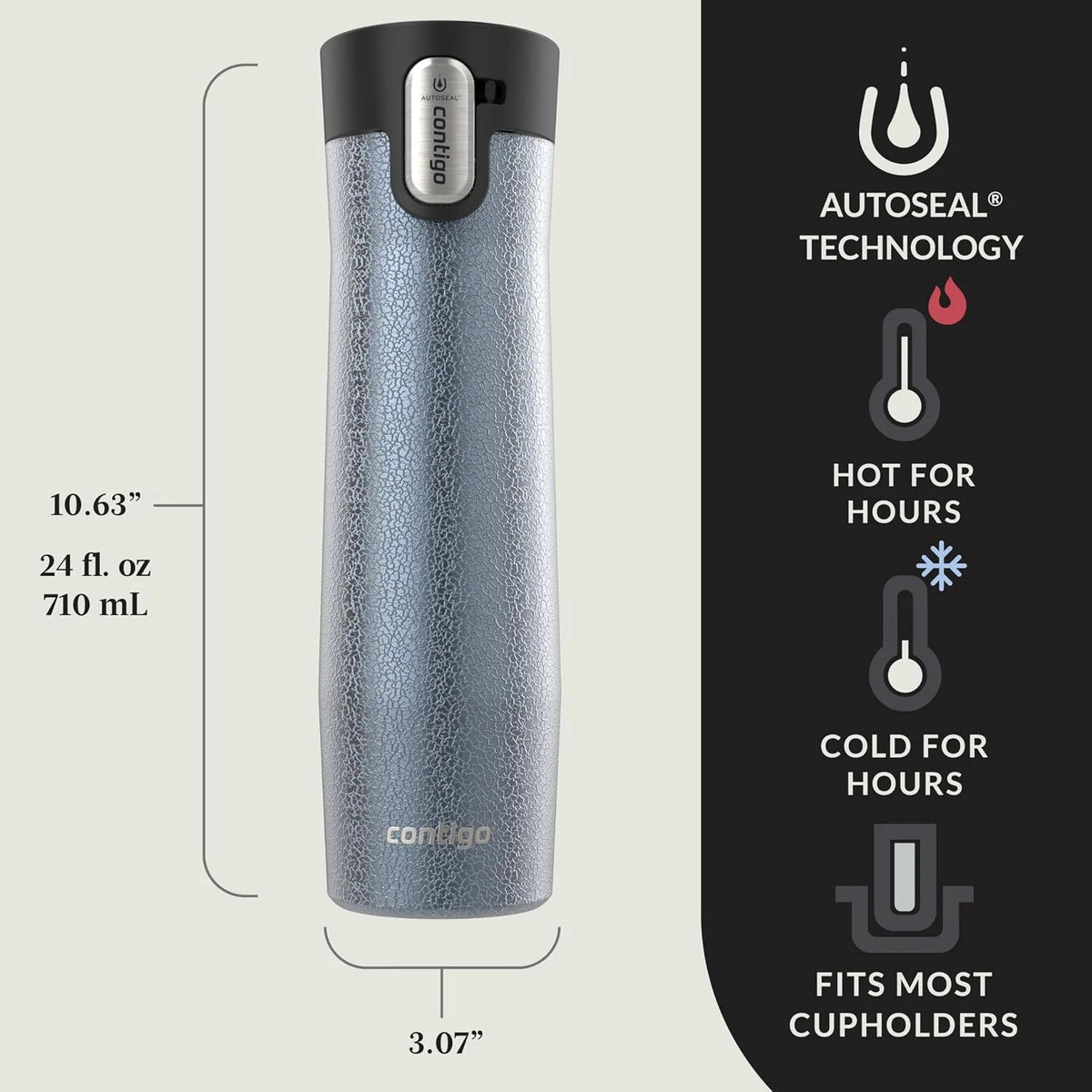 Contigo AUTOSEAL West Loop Vacuum-Insulated Stainless Steel Travel Mug with Easy-Clean Lid 24 oz Crystal Agave