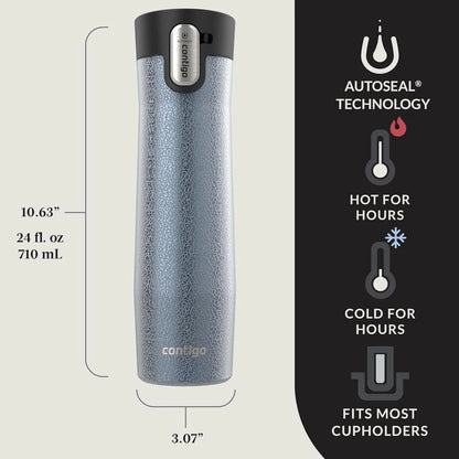 Contigo AUTOSEAL West Loop Vacuum-Insulated Stainless Steel Travel Mug with Easy-Clean Lid 24 oz Crystal Agave