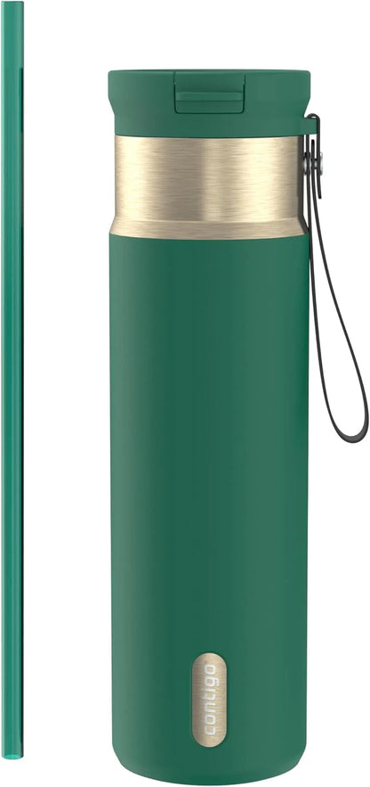 Contigo SnapSeal 24 oz Stainless Steel Vacuum-Insulated Water Bottle with Leakproof AutoClose Lid, Carry Strap & Reusable Straw, BPA-Free & Lead-Free, Dishwasher Safe