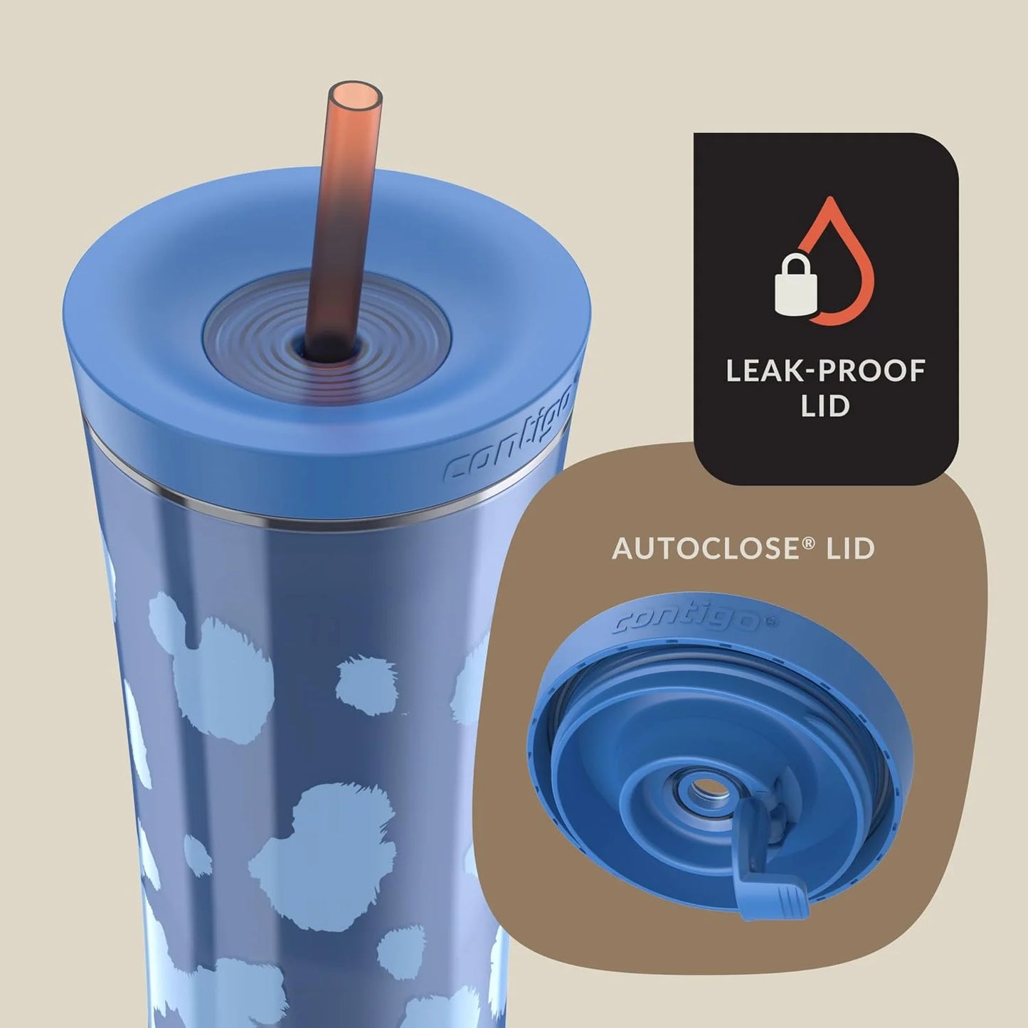 Contigo x Ally Love Shake & Go Tumbler, Autoclose Lid, Leak Proof, 20oz, Licorice