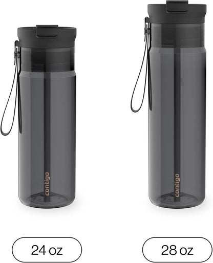 Contigo DualSip 24 oz Tritan Plastic Water Bottle with Carry Strap & 2-in-1 Leakproof Lid (Straw or Spout), BPA-Free, Dishwasher Safe
