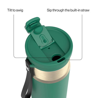Contigo DualSip 24 oz Stainless Steel Vacuum-Insulated Water Bottle with Carry Strap & 2-in-1 Leakproof Lid (Straw or Spout), BPA-Free & Lead-Free, Dishwasher Safe