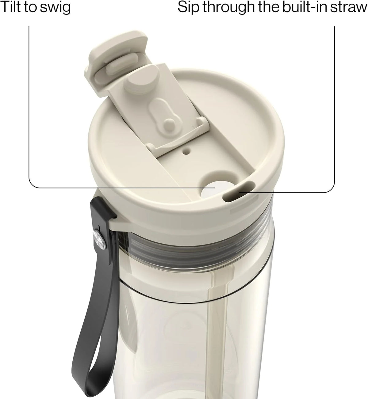 Contigo DualSip 24 oz Tritan Plastic Water Bottle with Carry Strap & 2-in-1 Leakproof Lid (Straw or Spout), BPA-Free, Dishwasher Safe