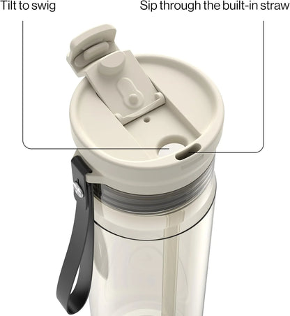 Contigo DualSip 24 oz Tritan Plastic Water Bottle with Carry Strap & 2-in-1 Leakproof Lid (Straw or Spout), BPA-Free, Dishwasher Safe