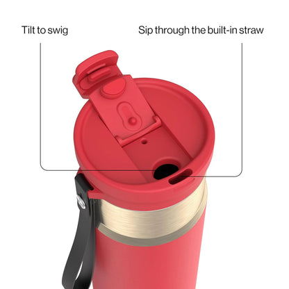 Contigo DualSip 24 oz Stainless Steel Vacuum-Insulated Water Bottle with Carry Strap & 2-in-1 Leakproof Lid (Straw or Spout), BPA-Free & Lead-Free, Dishwasher Safe