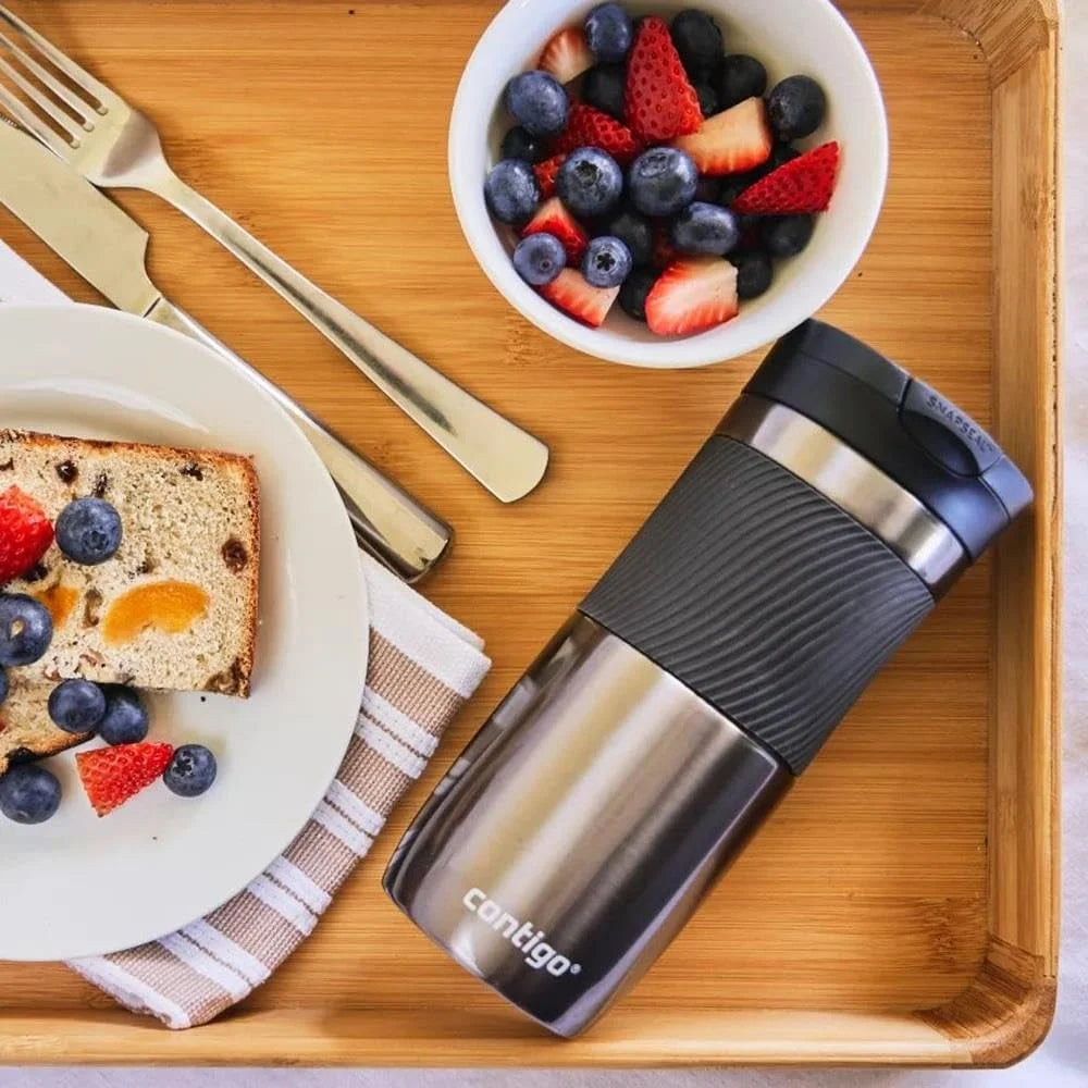 Contigo Byron Snapseal Travel Mug, Stainless Steel Thermal mug, vacuum flask, leakproof tumbler, coffee mug with BPA free Easy-Clean Lid, 470 ml, Vivacious
