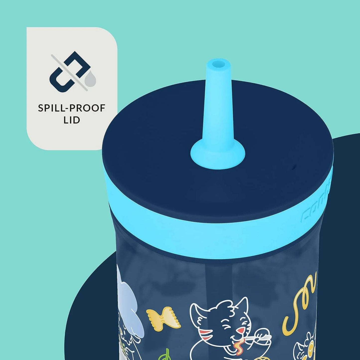 Contigo Kids’ Leighton Straw Tumbler with Spill-Proof Leak-Proof Lid 14oz Juniper/Blue Forest