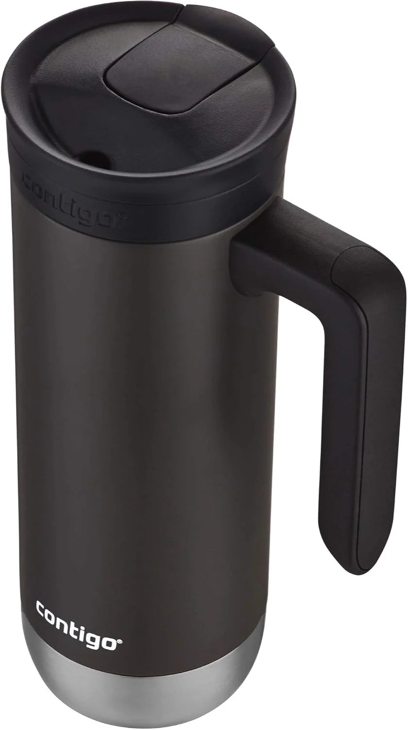 Contigo Superior 2.0 Stainless Steel Travel Mug with Handle Leak-Proof Lid Double-Wall Insulation for Hot & Cold Beverages, 20oz ,Dark Ice, Ideal for Commuting and Travel