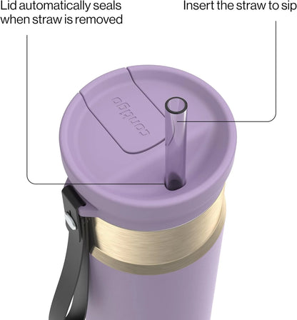 Contigo SnapSeal 24 oz Stainless Steel Vacuum-Insulated Water Bottle with Leakproof AutoClose Lid, Carry Strap & Reusable Straw, BPA-Free & Lead-Free, Dishwasher Safe