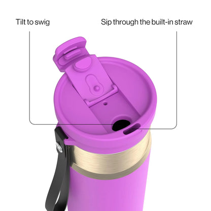 Contigo DualSip 24 oz Stainless Steel Vacuum-Insulated Water Bottle with Carry Strap & 2-in-1 Leakproof Lid (Straw or Spout), BPA-Free & Lead-Free, Dishwasher Safe