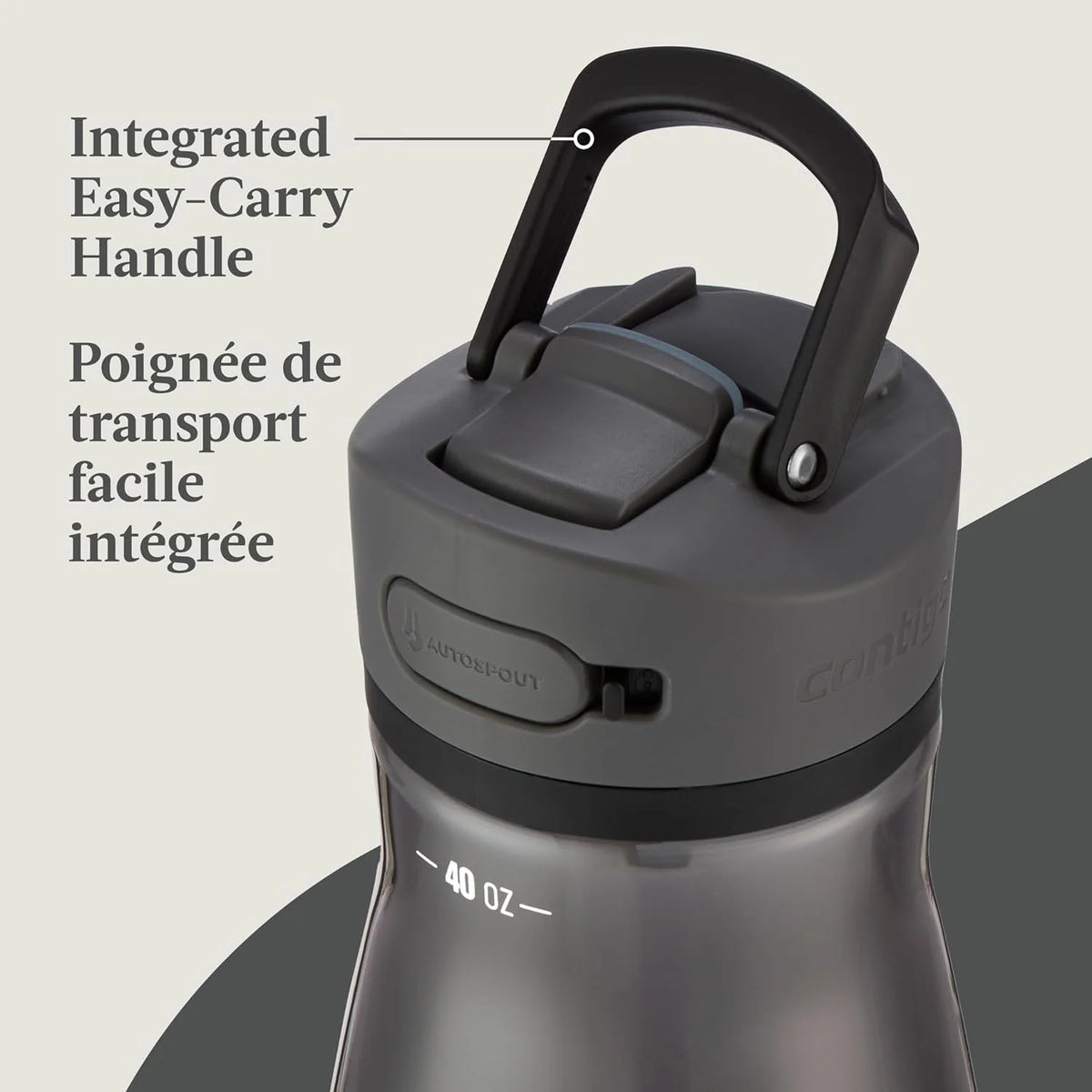 Contigo Ashland 2.0 Water Bottle with Straw and Leak-Proof Locking Lid, BPA-Free Plastic, Dishwasher Safe, Licorice, 40 oz (1.18 L)