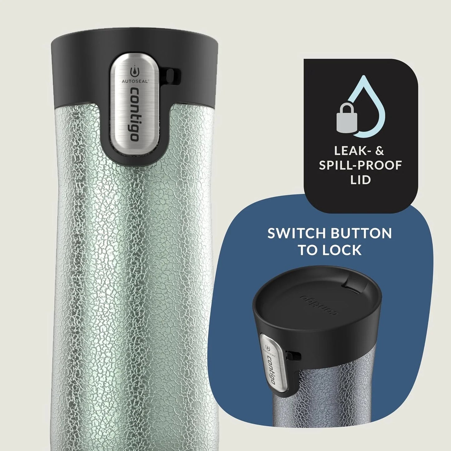 Contigo AUTOSEAL West Loop Vacuum-Insulated Stainless Steel Travel Mug with Easy-Clean Lid 24 oz Crystal Agave