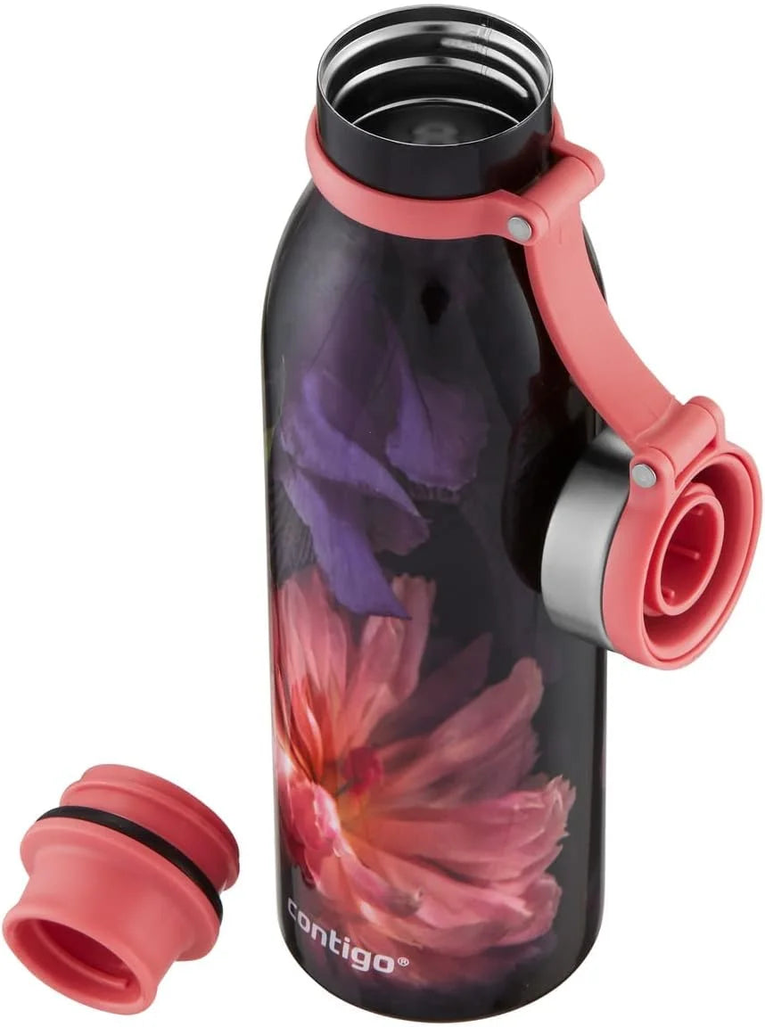 Contigo Matterhorn Vaccum Insulated Stainless Steel Water Bottle with Leak-Proof Chug Cap, Drinks Stay Cold up to 24 Hours or Hot up to 10 Hours, Fits Most Cup Holders, 20oz White Marble