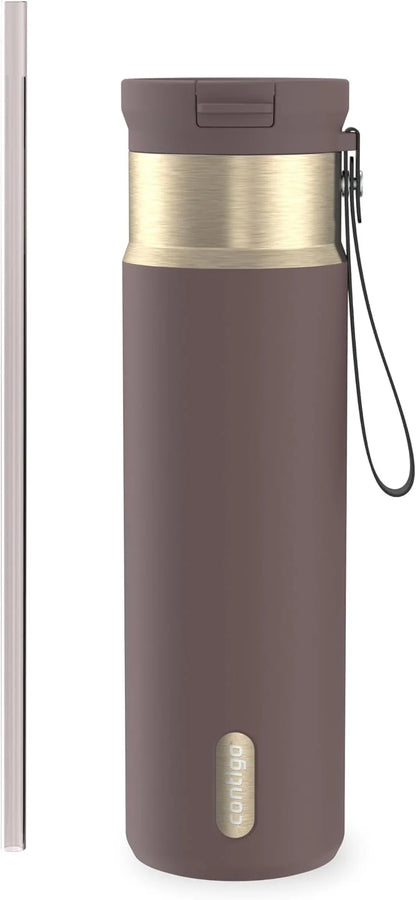 Contigo SnapSeal 24 oz Stainless Steel Vacuum-Insulated Water Bottle with Leakproof AutoClose Lid, Carry Strap & Reusable Straw, BPA-Free & Lead-Free, Dishwasher Safe