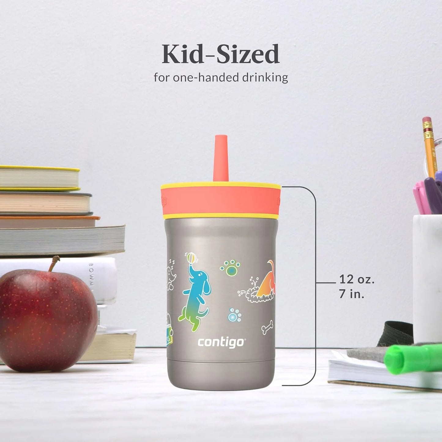 Contigo Leighton Insulated Straw Tumbler, 12 oz, Spacecraft/Juniper Lid