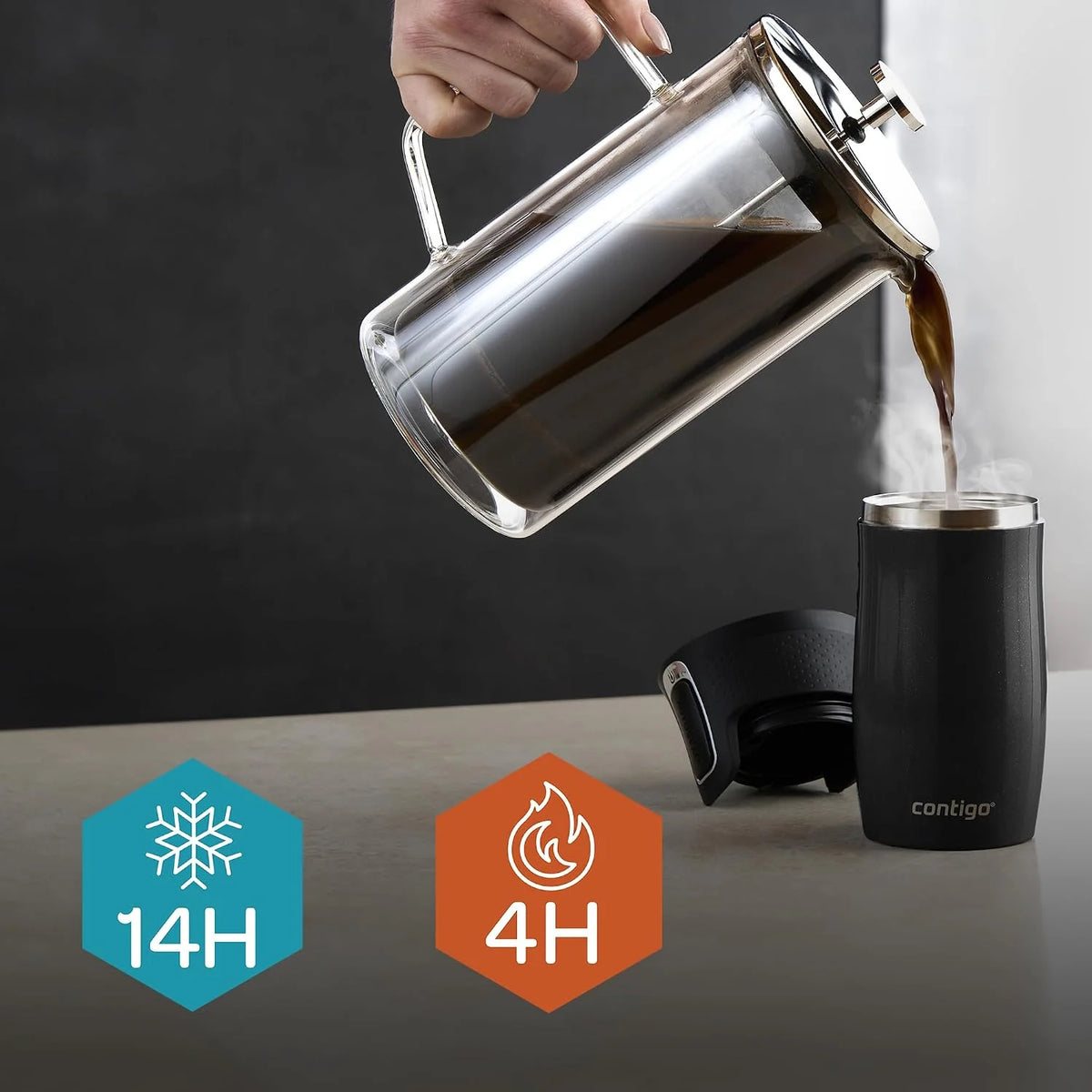 Contigo West Loop Mini Autoseal Travel Mug | Stainless Steel Thermal Mug | Vacuum Flask | Leakproof Tumbler | Coffee to go Mug with BPA Free Easy-Clean Lid | Lakeside | 300 ml