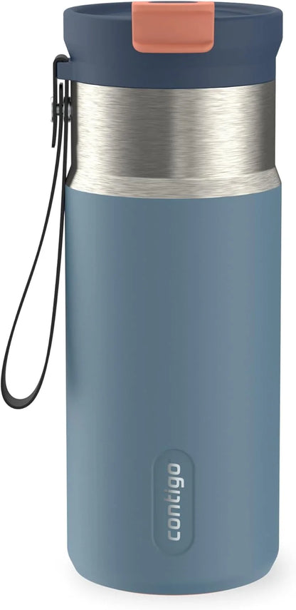 Contigo DualSip 16 oz Compact Stainless Steel Vacuum-Insulated Water Bottle with 2-in-1 Leakproof Lid (Straw or Spout), BPA-Free & Lead-Free, Dishwasher Safe
