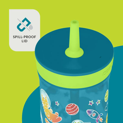 Contigo Kids’ Leighton Straw Tumbler with Spill-Proof Leak-Proof Lid 14oz Juniper/Blue Forest