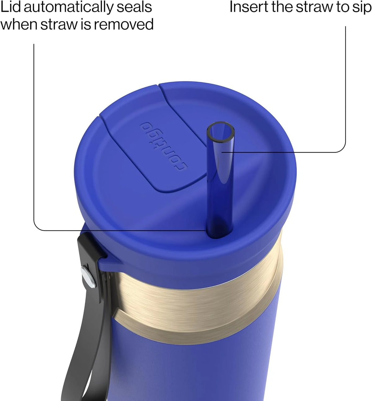 Contigo SnapSeal 24 oz Stainless Steel Vacuum-Insulated Water Bottle with Leakproof AutoClose Lid, Carry Strap & Reusable Straw, BPA-Free & Lead-Free, Dishwasher Safe