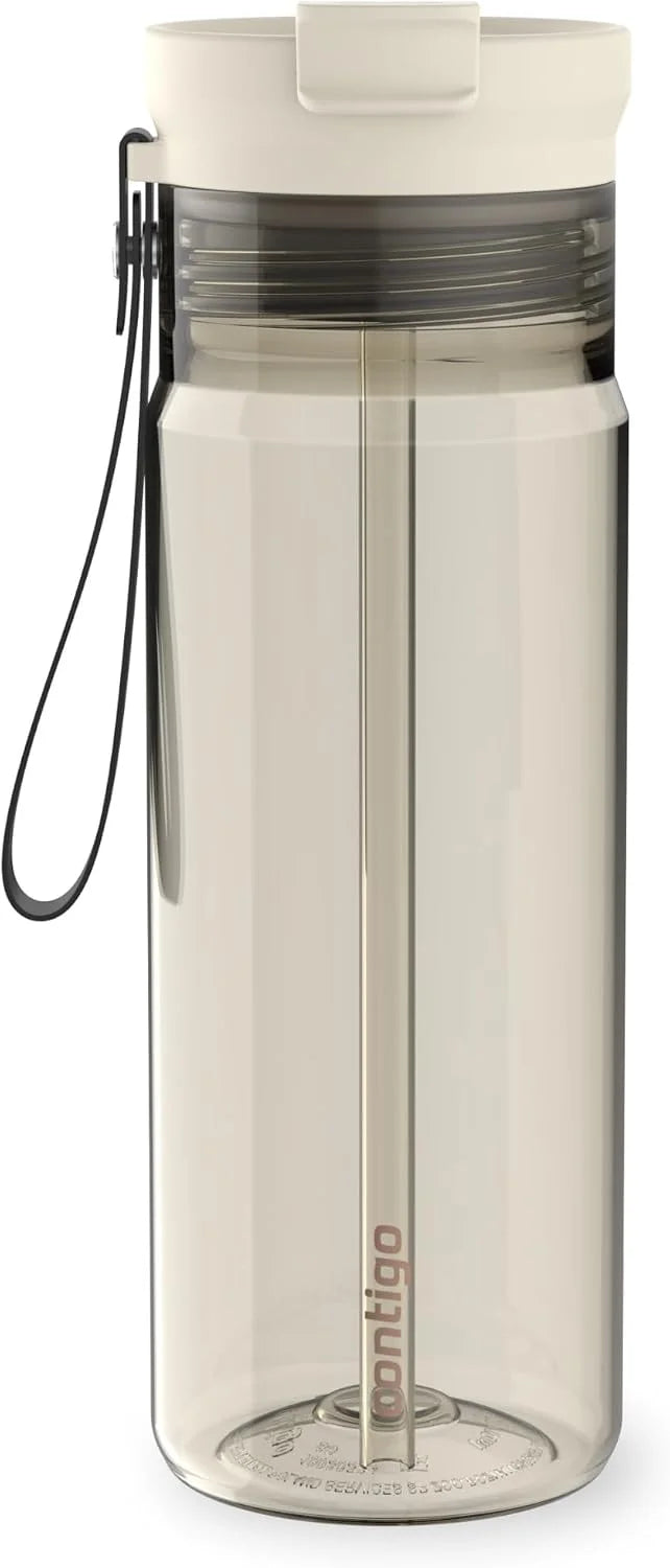 Contigo DualSip 24 oz Tritan Plastic Water Bottle with Carry Strap & 2-in-1 Leakproof Lid (Straw or Spout), BPA-Free, Dishwasher Safe