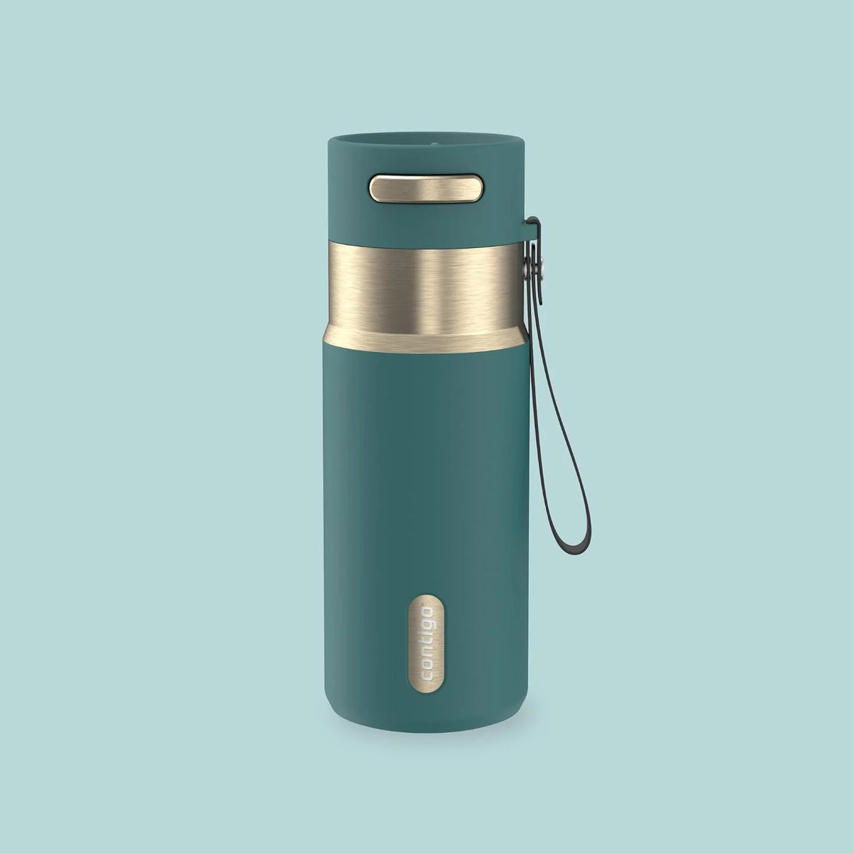 Contigo AutoSeal 24 oz Stainless Steel Vacuum-Insulated Water Bottle with Leakproof Push-Button Spout & Lock, Carry Strap, BPA-Free & Lead-Free, Dishwasher Safe