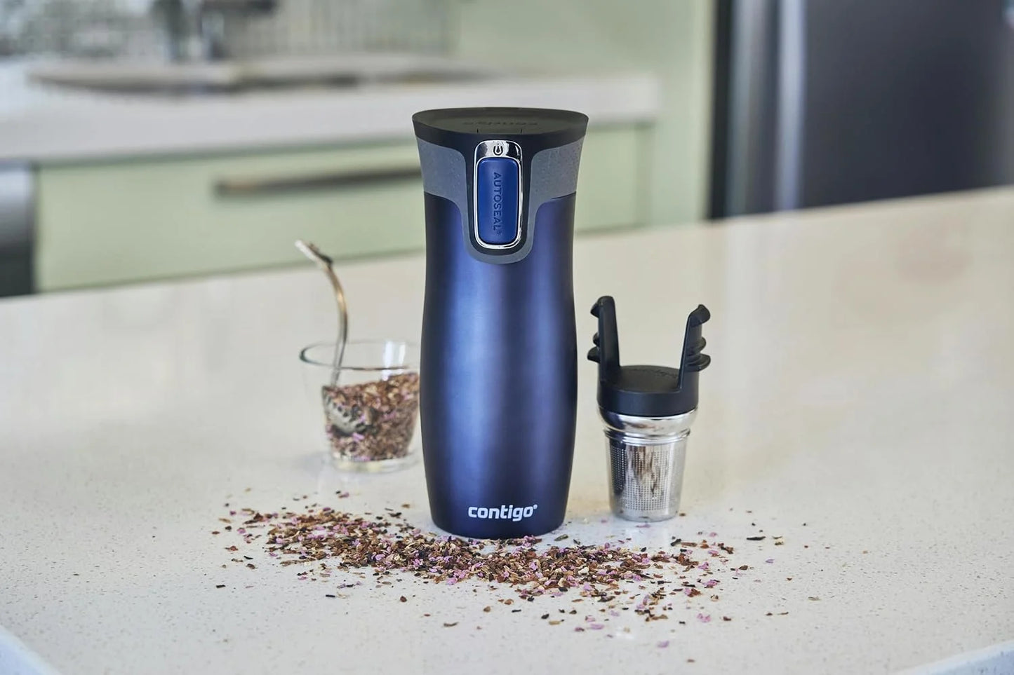 Contigo West Loop Autoseal Travel Mug, Stainless Steel Thermal Mug, Vacuum Flask, Leakproof Tumbler, Coffee Mug with BPA-Free Easy-Clean Lid