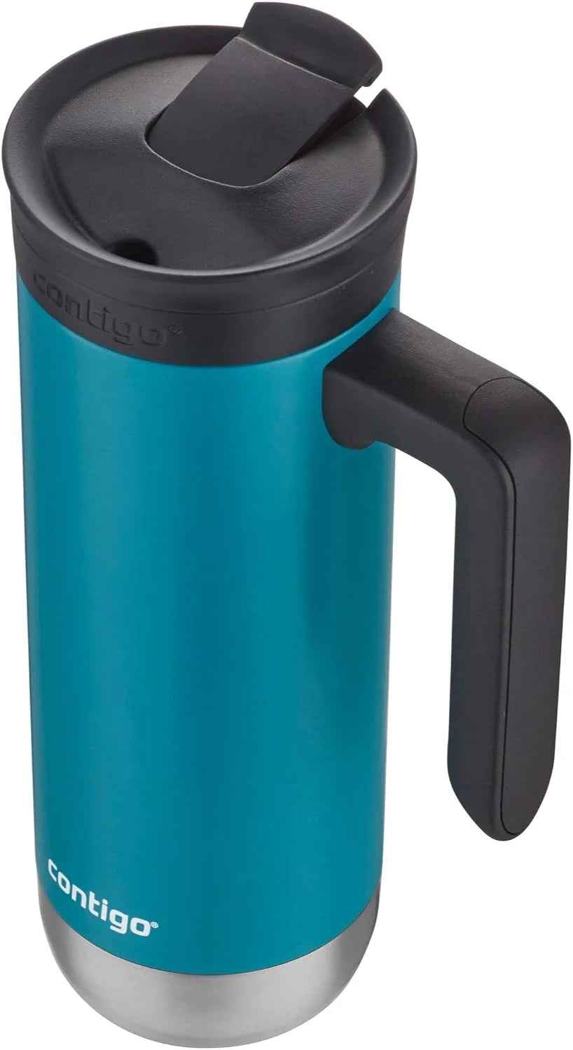 Contigo Superior 2.0 Stainless Steel Travel Mug with Handle Leak-Proof Lid Double-Wall Insulation for Hot & Cold Beverages, 20oz ,Dark Ice, Ideal for Commuting and Travel