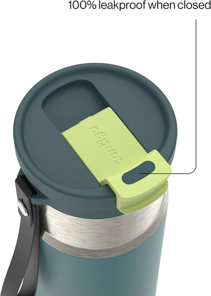 Contigo DualSip 16 oz Compact Stainless Steel Vacuum-Insulated Water Bottle with 2-in-1 Leakproof Lid (Straw or Spout), BPA-Free & Lead-Free, Dishwasher Safe