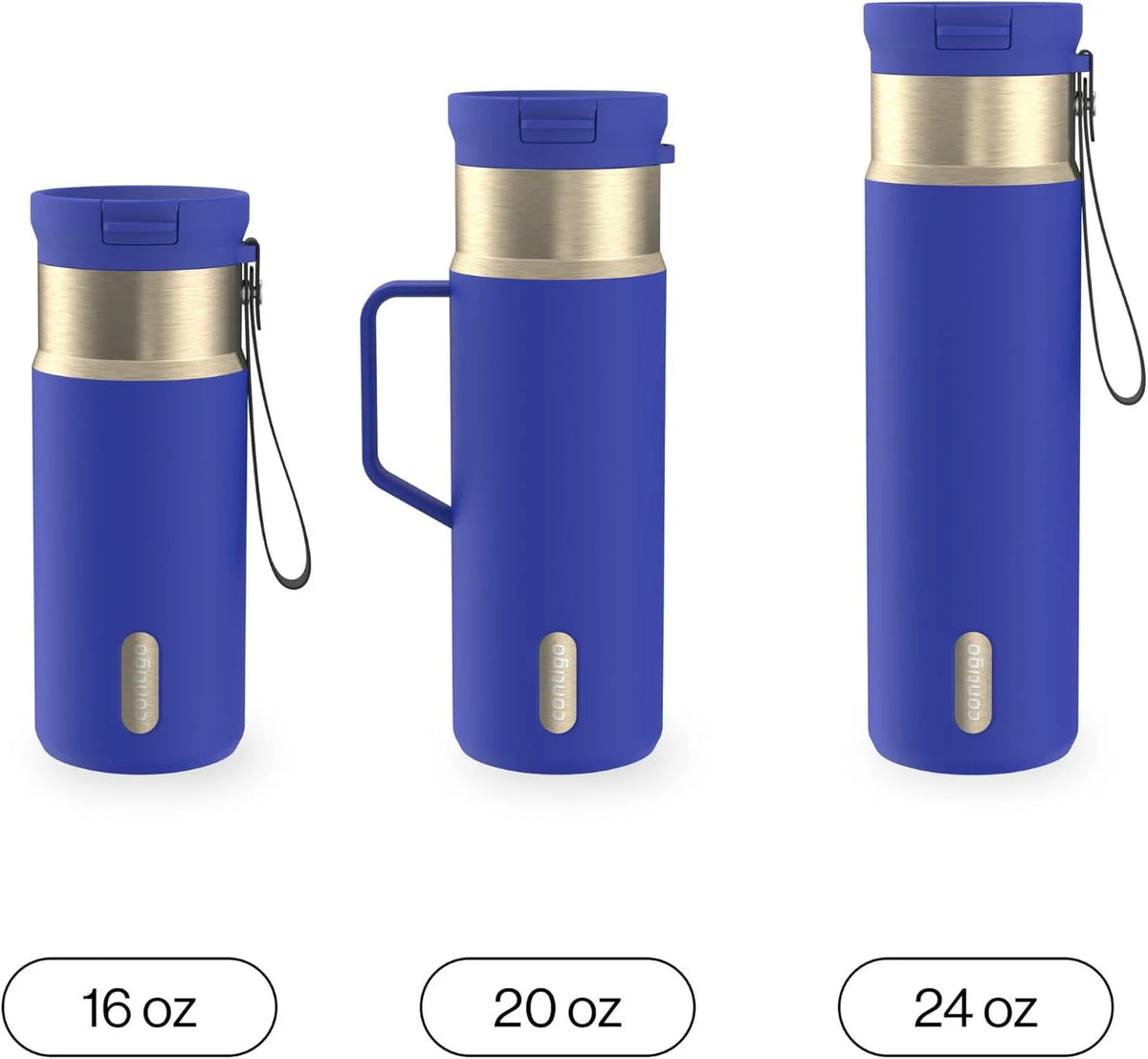 Contigo SnapSeal 24 oz Stainless Steel Vacuum-Insulated Water Bottle with Leakproof AutoClose Lid, Carry Strap & Reusable Straw, BPA-Free & Lead-Free, Dishwasher Safe
