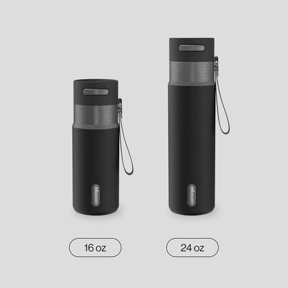 Contigo AutoSeal 24 oz Stainless Steel Vacuum-Insulated Water Bottle with Leakproof Push-Button Spout & Lock, Carry Strap, BPA-Free & Lead-Free, Dishwasher Safe