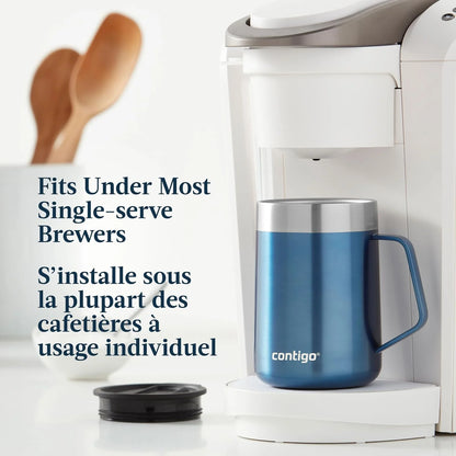 Contigo Streeterville Stainless Steel Mug with Handle and Splash-Proof Lid, Vacuum-Insulated Metal Cup for Coffee and Tea with Handle and Grip Base to Prevent Slipping, Licorice, 14 oz (414 mL)