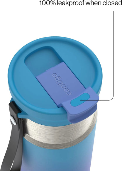 Contigo DualSip 16 oz Compact Stainless Steel Vacuum-Insulated Water Bottle with 2-in-1 Leakproof Lid (Straw or Spout), BPA-Free & Lead-Free, Dishwasher Safe