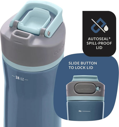 Contigo Clybourn Chill Stainless Steel Filter Water Bottle, 24 oz, Salt