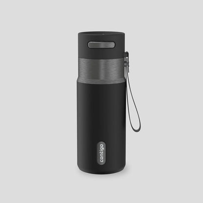 Contigo AutoSeal 24 oz Stainless Steel Vacuum-Insulated Water Bottle with Leakproof Push-Button Spout & Lock, Carry Strap, BPA-Free & Lead-Free, Dishwasher Safe