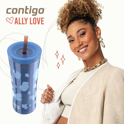 Contigo x Ally Love Shake & Go Tumbler, Autoclose Lid, Leak Proof, 20oz, Licorice